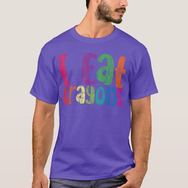 Ich esse Buntstifte retro T-Shirt (Vorderseite)