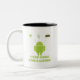 Ich esse Code für ein lebendes (Entwickler) Zweifarbige Tasse
