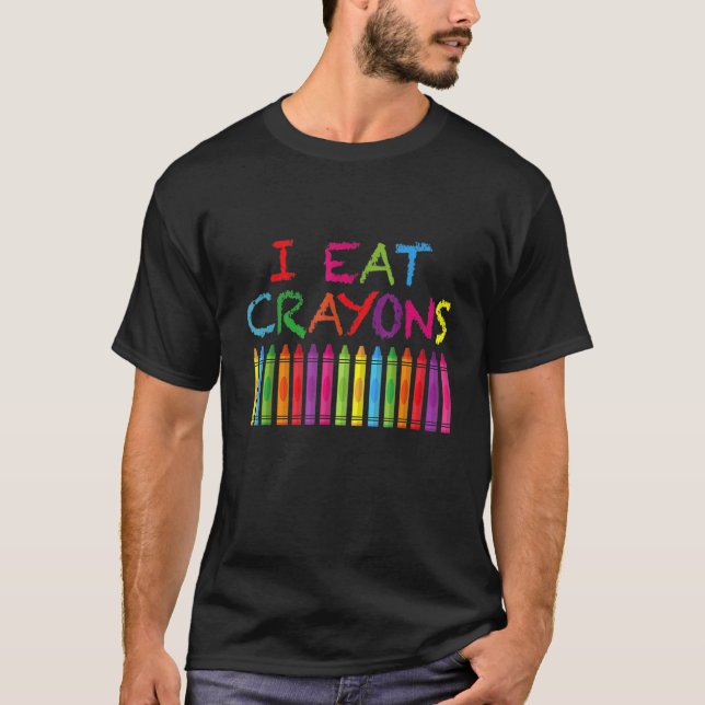 Ich esse Crayons Funny Crayon T-Shirt Funny Artist (Vorderseite)