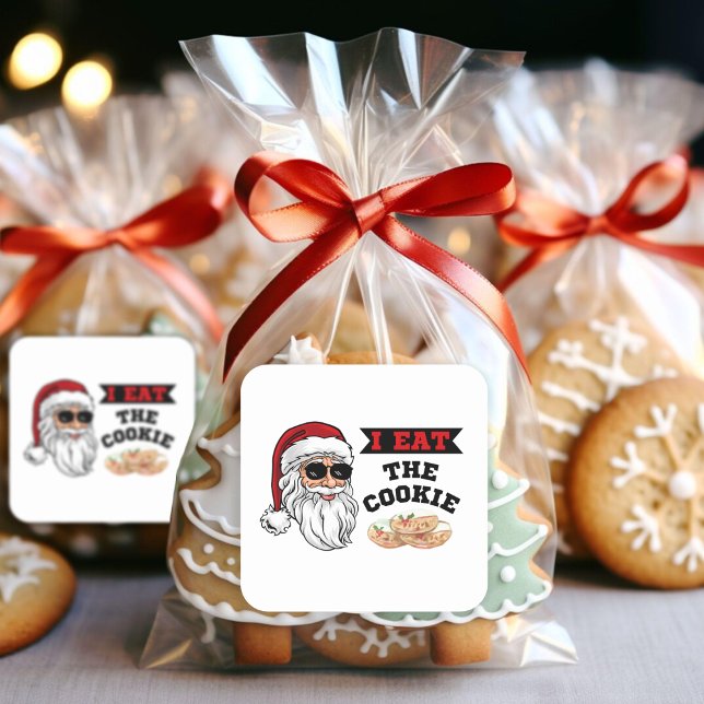 Ich esse das Keks Funny Dirty Joke Weihnachten Quadratischer Aufkleber (I Eat The Cookie Funny Dirty Joke Santa Christmas Square Sticker
)