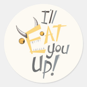 Ich esse dich grafisch runder aufkleber