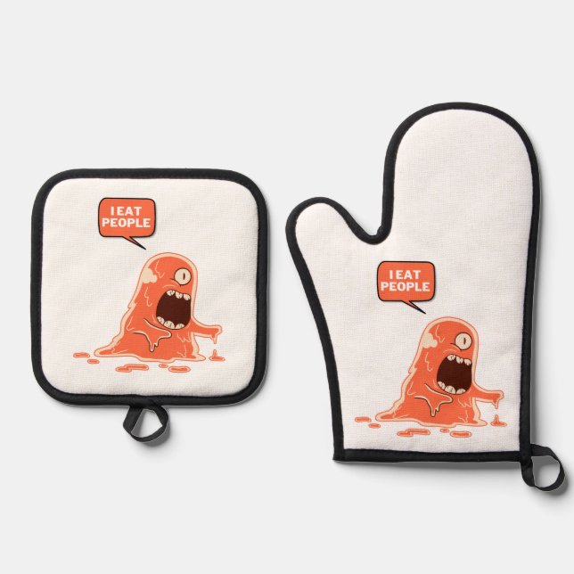 Ich esse Menschen Ofenhandschuh & Topflappen-Set (Vorderseite)