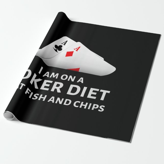 Ich esse Poker und esse Fisch und Chips Geschenkpapier (Ungerollt)