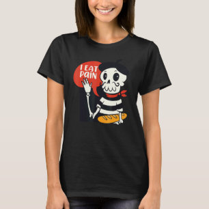 Ich esse Schmerzen Französisch Skelett Brot Sprach T-Shirt