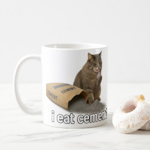 Ich esse Zement-Katze-Meme Lustiges Ich esse Zemen Kaffeetasse