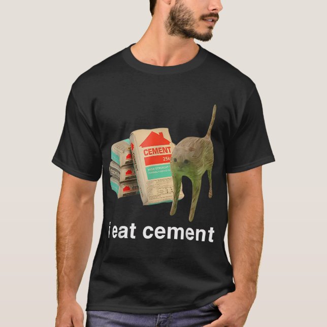 Ich esse Zement verfluchte Katze Funny Odly spezif T-Shirt (Vorderseite)
