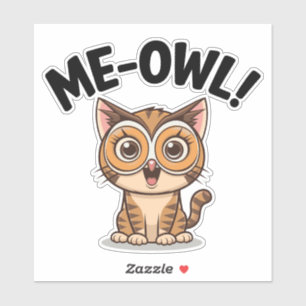 Ich-Eule! 🐱 🦉 Adorable Katze in einer Eule-Maske Aufkleber