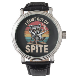Ich existiere aus Trotz Lustiger Waschbär Vintage Armbanduhr