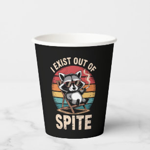 Ich existiere aus Trotz Lustiger Waschbär Vintage Pappbecher