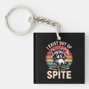 Ich existiere aus Trotz Lustiger Waschbär Vintage Schlüsselanhänger