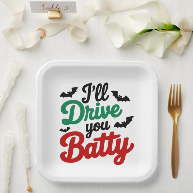 Ich fahre dich Batty Pappteller (Hochzeit)