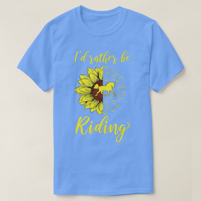 Ich fahre lieber mit Pferden Sonnenblumen Lover Ho T-Shirt (Design vorne)