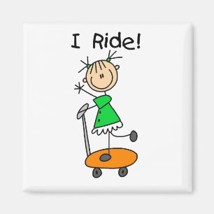 Ich fahre - Mädchen auf Roller Magnet