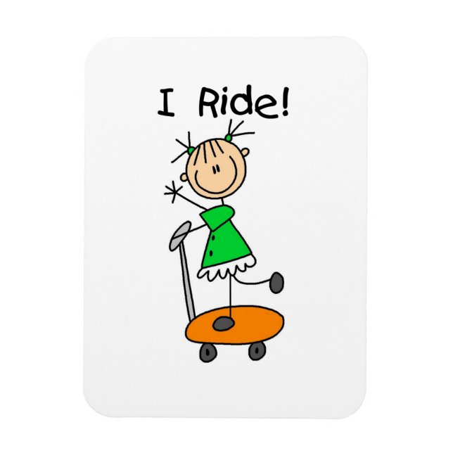 Ich fahre - Mädchen auf Roller Magnet (Vertikal)