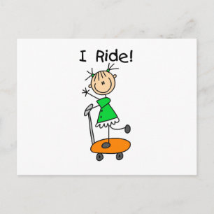 Ich fahre - Mädchen auf Roller Postkarte