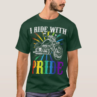 Ich fahre mit Stolz, Gay Biker, Regenbogenmotorrad T-Shirt