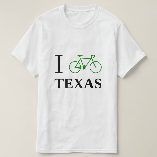 Ich fahre TEXAS rad (grüne Fahrrad-Ikone) T-Shirt (Design vorne)