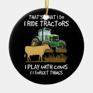 Ich fahre Traktoren, die ich mit Kühen spiele, ic Keramik Ornament