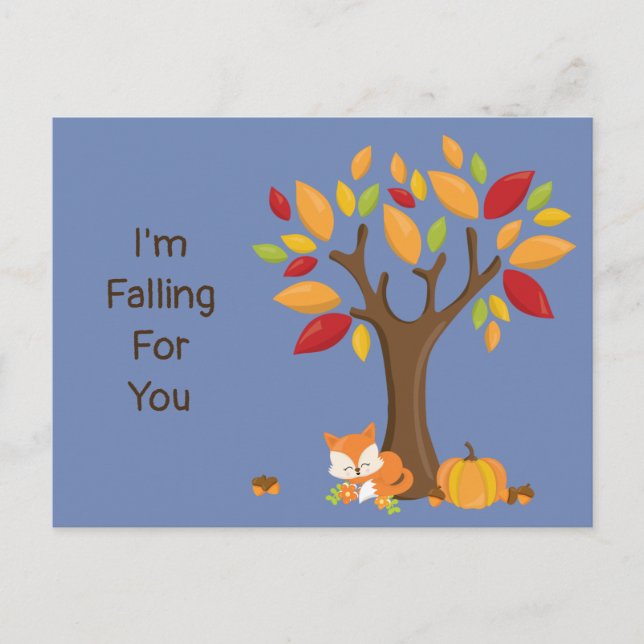 Ich falle für Sie Herbst-Baum Postkarte (Vorderseite)