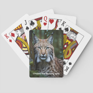 Ich fand den Vermissten Luchs, der Karten spielte Spielkarten