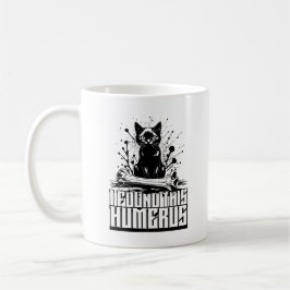 Ich fand diese Humerusschwarze Katze mit menschlic Kaffeetasse