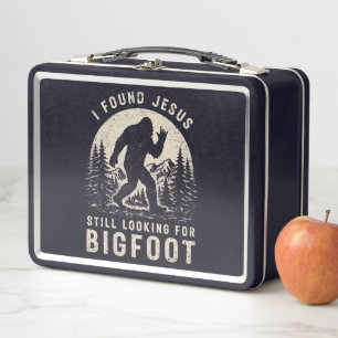 Ich fand Jesus und suche immer noch Bigfoot Sasqua Metall Brotdose