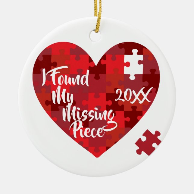 Ich fand mein vermisstes Stück - Puzzlespiel-Herz Keramikornament (Vorne)