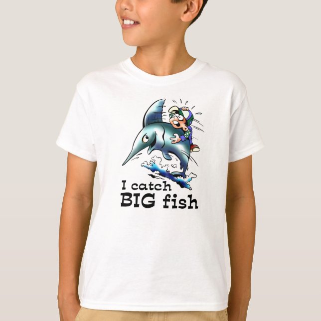 Ich fange große Fisch Funny Funny Kids T - Shirt (Vorderseite)