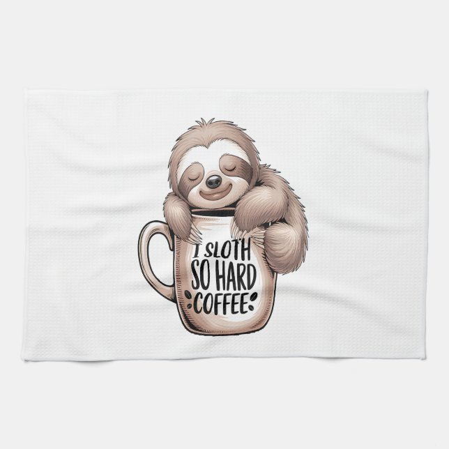 Ich Faultier ohne Kaffee Geschirrtuch (Horizontal)