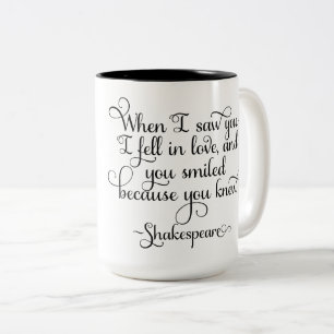 Ich fiel in Liebe und Sie lächelten - Shakespeare Zweifarbige Tasse