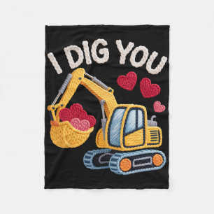 Ich finde dich süß Bagger Valentinstag Design für Fleecedecke