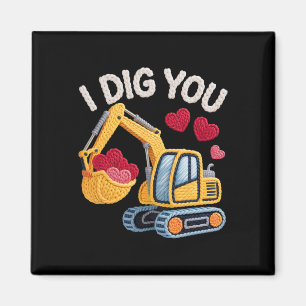 Ich finde dich süß Bagger Valentinstag Design für  Magnet