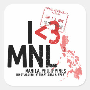 Ich finde in Manila (MNL) Aviation Briefmarke Quadratischer Aufkleber