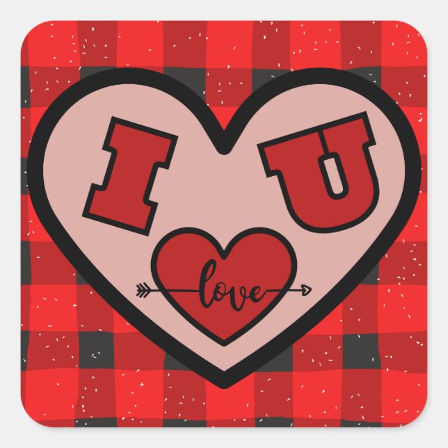 Ich finde U I Liebe Sie Buffalo Kariert Sticker (Vorderseite)