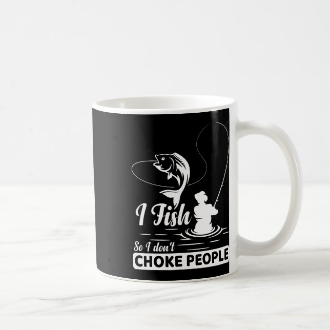 Ich fische - also nicht - Choke People Lustigen Sp Kaffeetasse (Rechts)