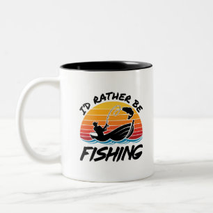 Ich fische lieber Retro-Sonnenuntergang Zweifarbige Tasse