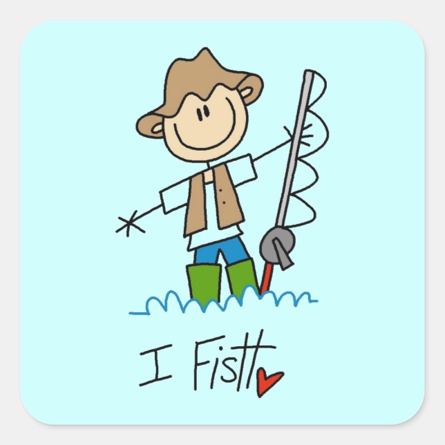 Ich fische quadratischer aufkleber (Vorderseite)