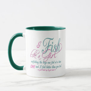 Ich fische wie ein Fanggerät für Mädchen Tasse