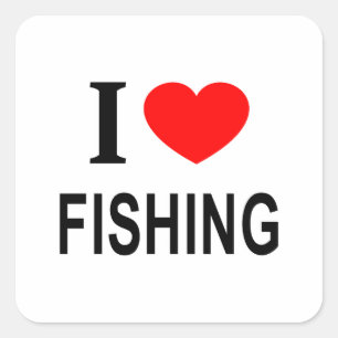 Ich ❤️ FISCHEN ICH LIEBE FISCHEN ICH HERZ FISCHEN Quadratischer Aufkleber