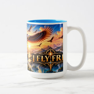 Ich fliege frei Epische Fantasy-Adler-Tasse Zweifarbige Tasse