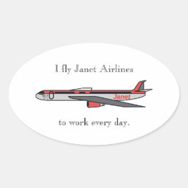 Ich fliege Janet Airlines Ovaler Aufkleber