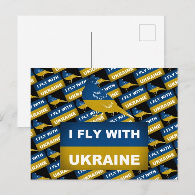 Ich fliege mit der Ukraine, dem Nationalen Nachtig Postkarte (Vorne/Hinten)