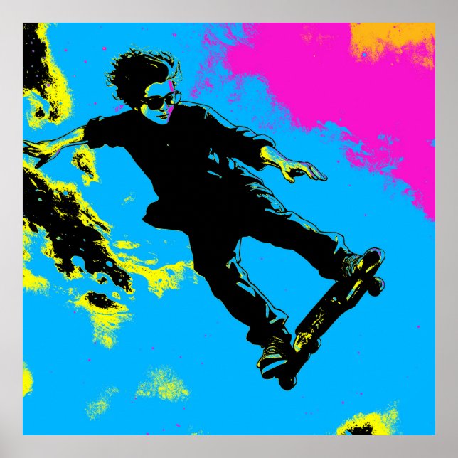 Ich fliege - Skateboarder Poster (Vorne)