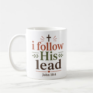 Ich folge seiner Führung inspirierendes Schriftzit Kaffeetasse