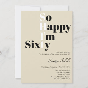 Ich freue mich, dass ich sechzig Fett Beige 60. Ge Einladung