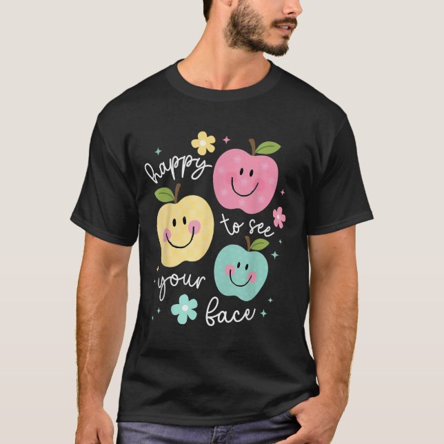 Ich freue mich, Ihren Gesicht sehen Groovy Lächeln T-Shirt (Vorderseite)