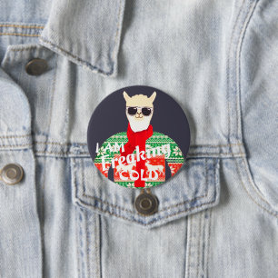 Ich friere! Funny Christmas Llama Design Button