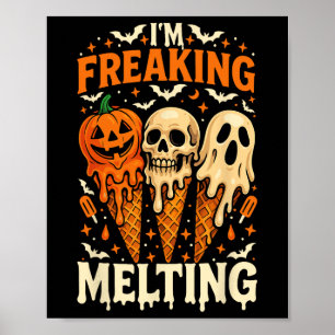 Ich friere Melting Funny Halloween Eiscreme Jok Poster