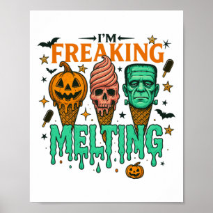 Ich friere Melting Funny Halloween Eiscreme Poster