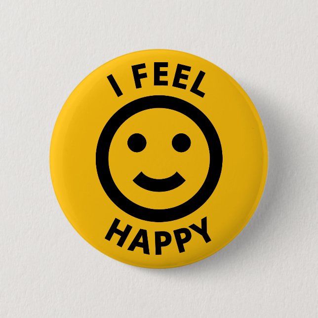 Ich fühle mich glücklich, dass das gelbe Emoji-Ges Button (Vorderseite)